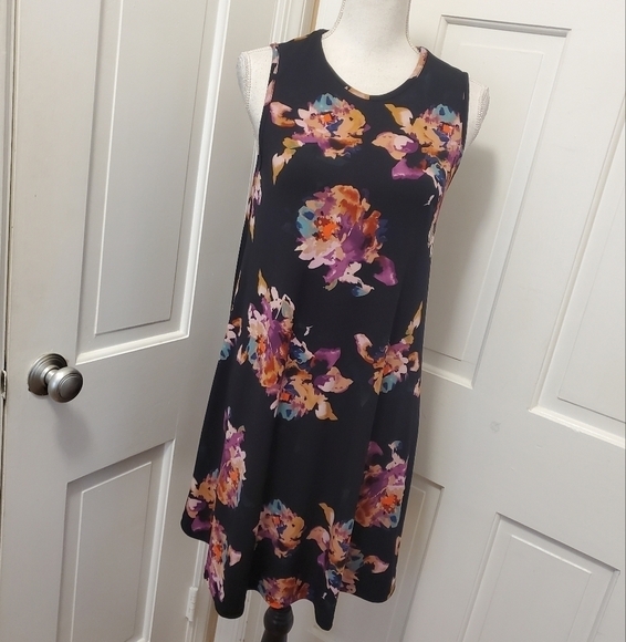EC Nicole Miller New York Floral Print Sleeveless Knit Dress Size Small - Picture 1 of 11
